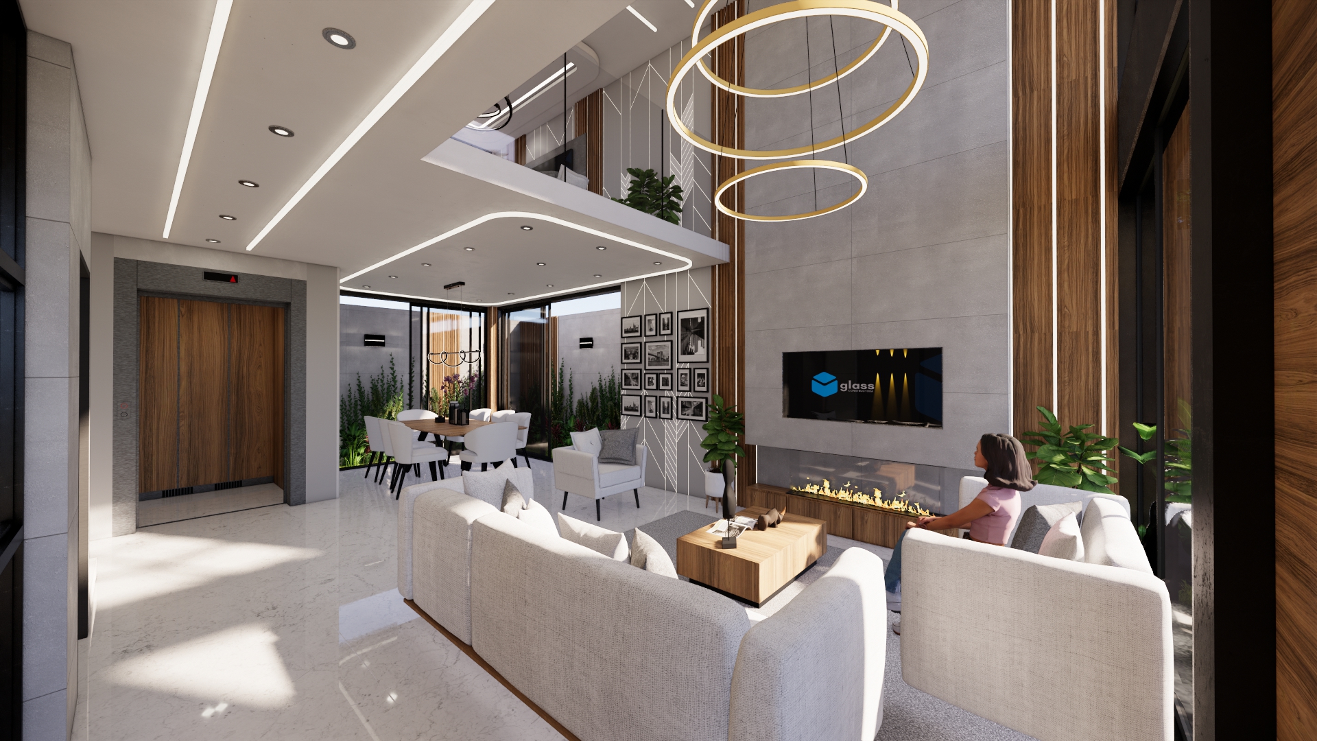 Living, dining and kitchen at Auksbury Villas