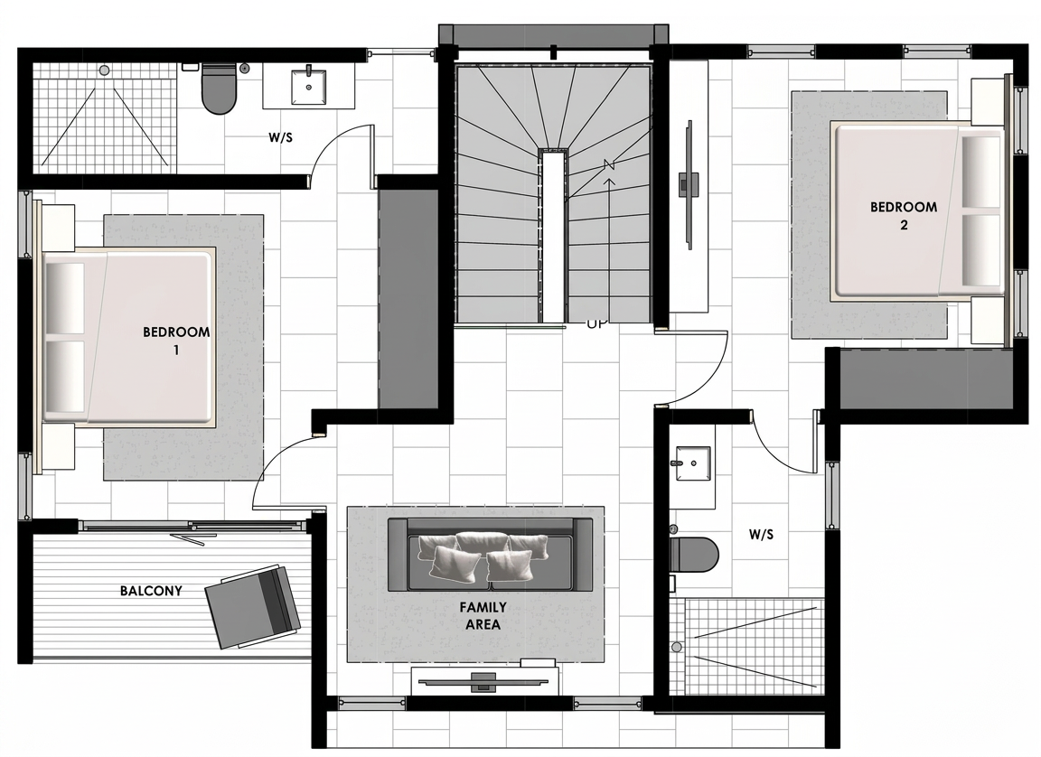 First floor plan — 4 Bedroom Townhouse at Auksbury Villas