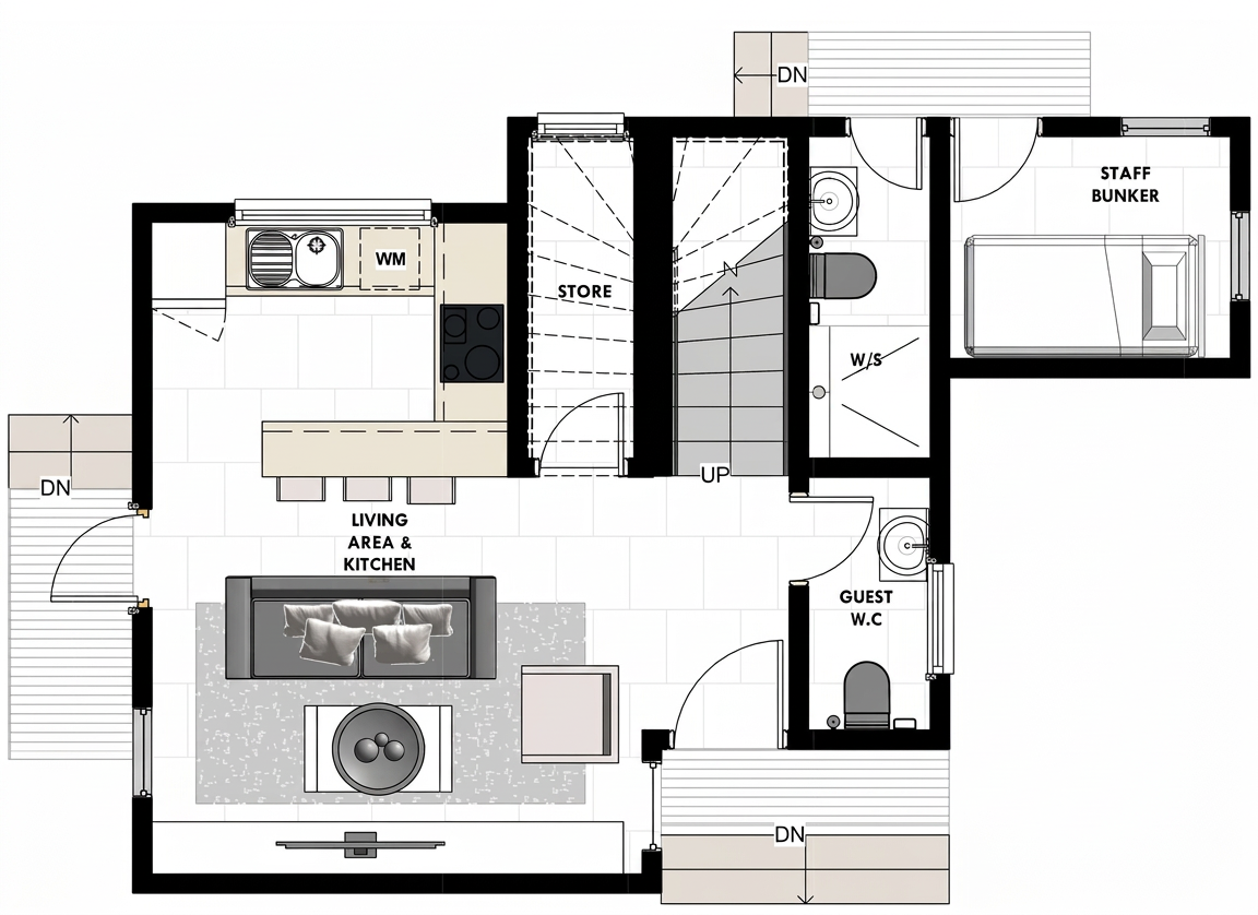 Ground floor plan — 4 Bedroom Townhouse at Auksbury Villas