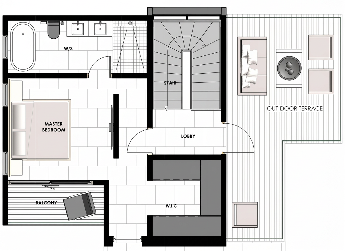 Second floor plan — 4 Bedroom Townhouse at Auksbury Villas